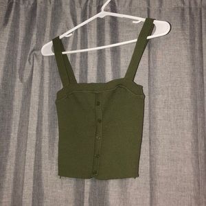 Army Green Cropped Tank